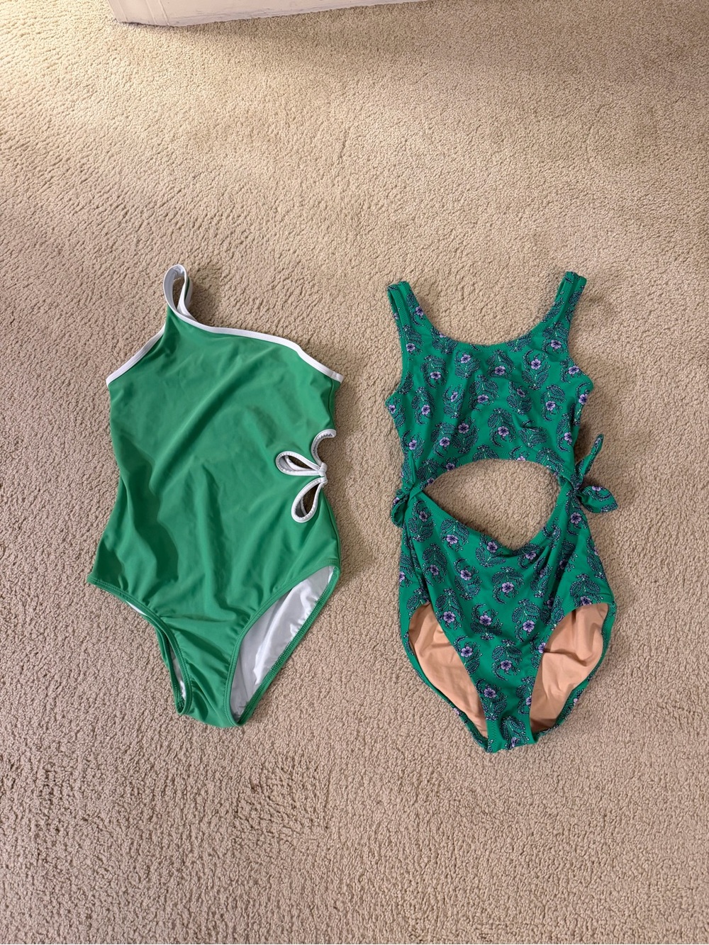 Old Navy & J. Crew Bright Green One-Shoulder Girls' Swim One-Piece